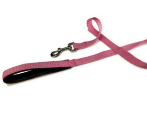 Immagine di  GUINZAGLIO FETTUCCIA IN NYLON ROSA 1,5 x 120 CM CANI MEDIO PICCOLI MANIGLIA IMBOTTITA