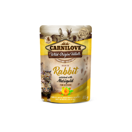 CARNILOVE UMIDO GATTO KITTEN a FILETTI CONIGLIO E CALENDULA 85 gr.