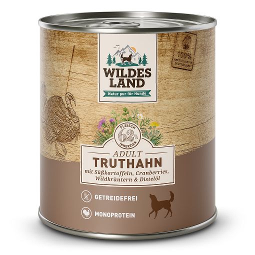 WILDES LAND TACCHINO PATATE E MIRTILLI ROSSI  800 GR. LATTINA UMIDO CANE
