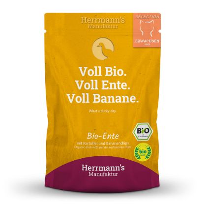 100 GR . HERRMANN'S BIO ANATRA patate e banana UMIDO GATTO  COMPLETO 