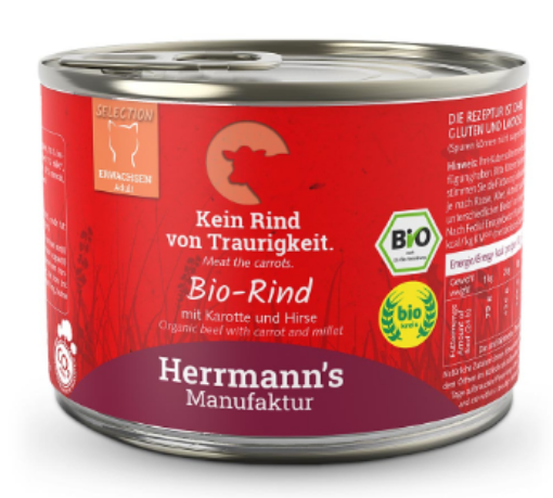 HERRMANN'S BIO MANZO CON CAROTA E MIGLIO UMIDO GATTO COMPLETO 200G