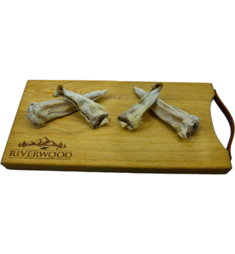RIVERWOOD 6/8 ORECCHIE DI AGNELLO con PELO CONF. 100 GRAMMI SNACK PER LA MASTICAZIONE 