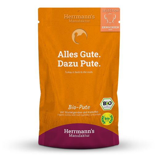 HERRMANN'S BIO TACCHINO con ortaggi a radice e patate UMIDO CANE COMPLETO 150 GR 
