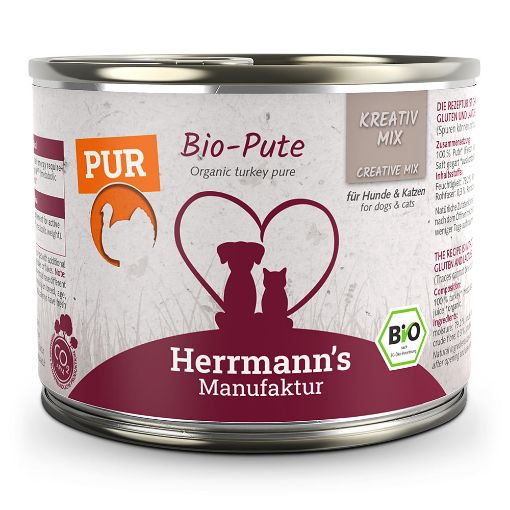 HERRMANN'S KREATIV MIX TACCHINO BIO UMIDO CANE- GATTO COMPLETO  200 g  