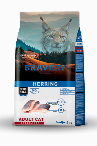 BRAVERY ARINGA 2 KG GATTO STERILIZZATI GRAIN FREE