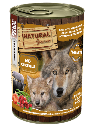 NATURAL GREATNESS UMIDO CANE MANZO, MAIALE PATATE DOLCI 400 gr