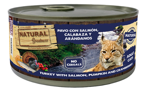 NATURAL GREATNESS SALMONE TACCHINO ZUCCA   185 GR Umido GATTO ADULTO