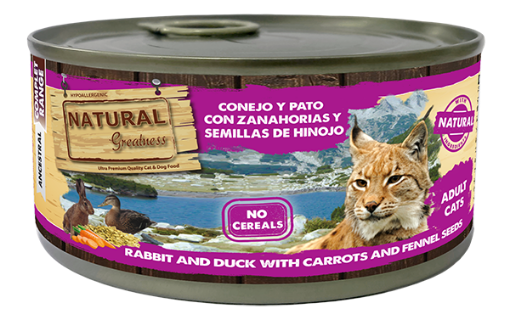 NATURAL GREATNESS  CONIGLIO ANATRA CAROTA LIGHT 185 gr UMIDO GATTO
