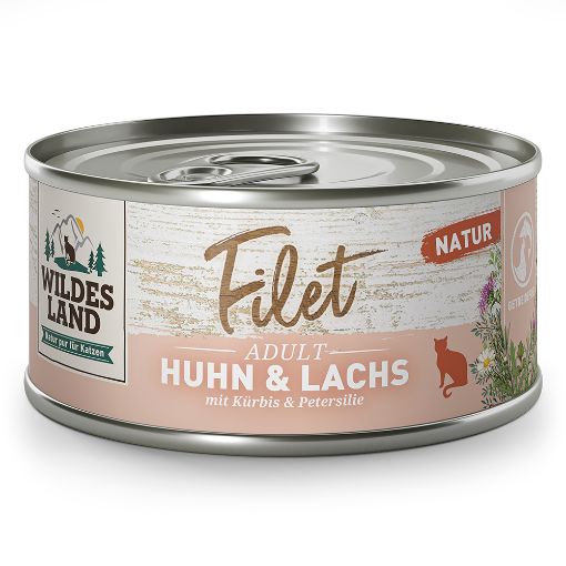 WILDES LAND POLLO SALMONE 80 GR FILETTI SFILACCETTI UMIDO GATTO 