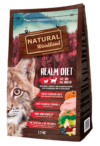 NATURAL WOODLAND REALM DIET 1,5 kg GATTO CUCCIOLI KITTEN e ADULTI 