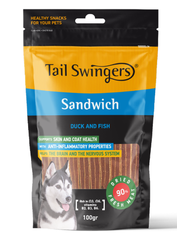 SANDWICHES BARRETTE DI ANATRA E MERLUZZO confezione 100 gr  TAILSWINGERS 