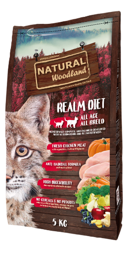 NATURAL WOODLAND REALM DIET 5 kg GATTO HYBRID KITTEN e ADULTI 