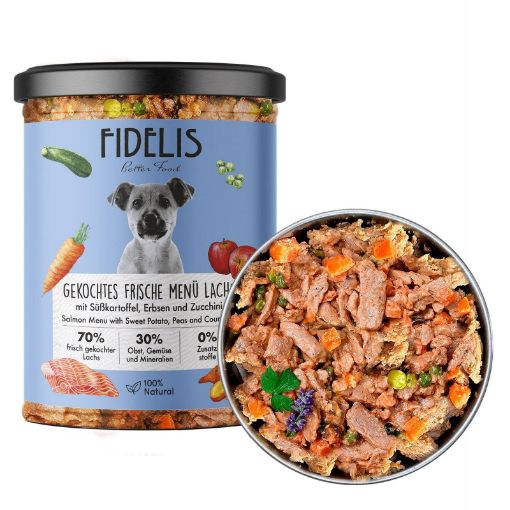 UMIDO IN VETRO SALMONE PATATE DOLCI E ZUCCHINE CANE  400 GR. FIDELIS  GRAIN FRE
