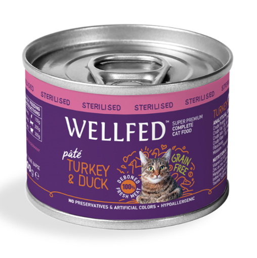WELLFED TACCHINO E ANATRA  200 GR. STERILIZZATO  UMIDO GATTO COMPLETO 