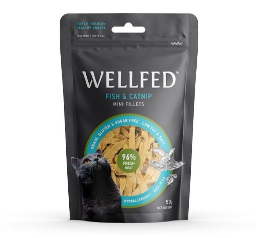 WELLFED PESCE ERBA GATTA 50 GR. SNACK GATTO GRAIN FREE 