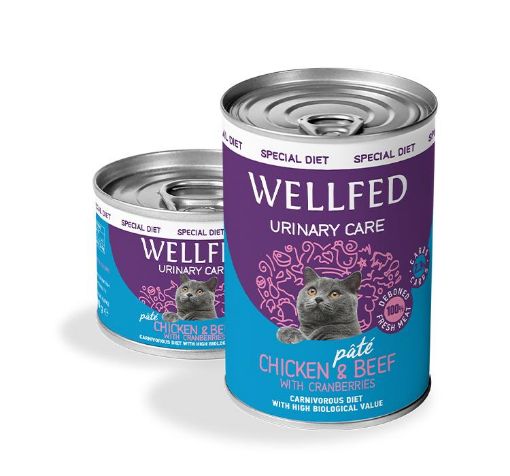 WELLFED POLLO E MANZO  MIRTILLI 200 GR. URINARY STERILIZZATO  UMIDO GATTO COMPLETO 