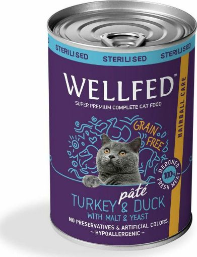 WELLFED TACCHINO E ANATRA 400 GR. HAIRBALL STERILIZZATO UMIDO GATTO COMPLETO