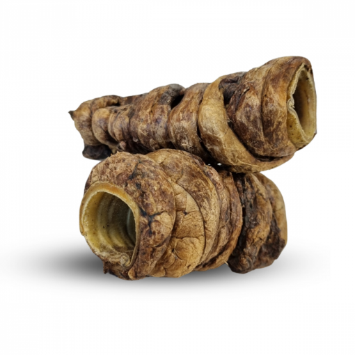 500 GR TRACHEE DI BOVINO 15 CM AVVOLTE DA POLMONE DI BOVINO