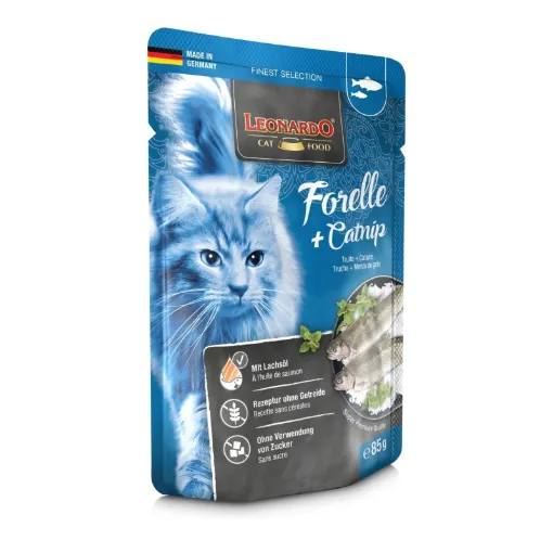 85 GR TROTA CON ERBA GATTA LEONARDO  UMIDO GATTO 