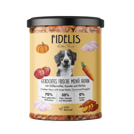 UMIDO IN VETRO POLLO PATATE DOLCI  E CAROTE CANE  400 GR. FIDELIS  GRAIN FREE 