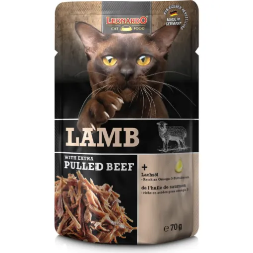 70 GR AGNELLO PULLED BEEF LEONARDO  UMIDO GATTO