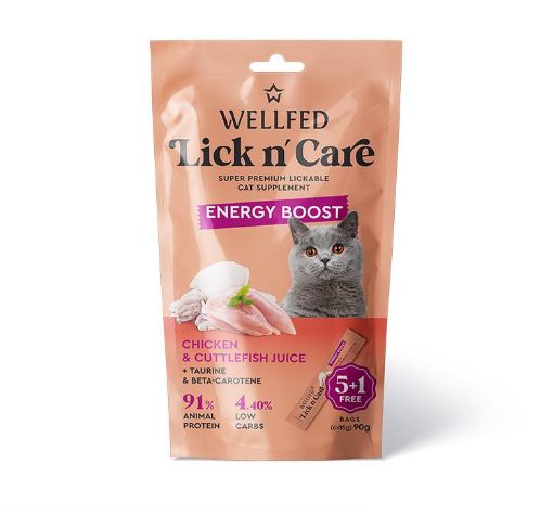 SNACK CREAMY ENERGY AL POLLO LICK&CARE 6 X 15 GR WELLFED
