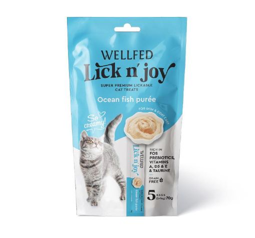 SNACK CREAMY PESCE OCEANICO LICK&JOY 5 X 14 GR WELLFED 